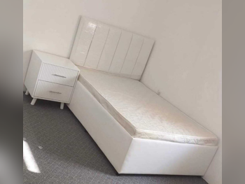 Beds - Lifestyle  - Single  - White  - Mattress Included  - With Bedside Table  and Table Lamp
