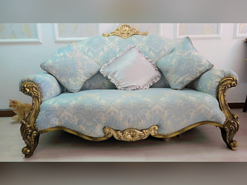 الأرائك والكنب والكراسي كنبة بثلاث مقاعد  - مزيج القطن \ القطن  - أزرق