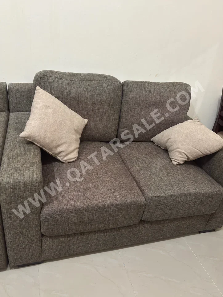 الأرائك والكنب والكراسي كنبة بمقعدين وكرسي بذراعين  - اللون الرمادي