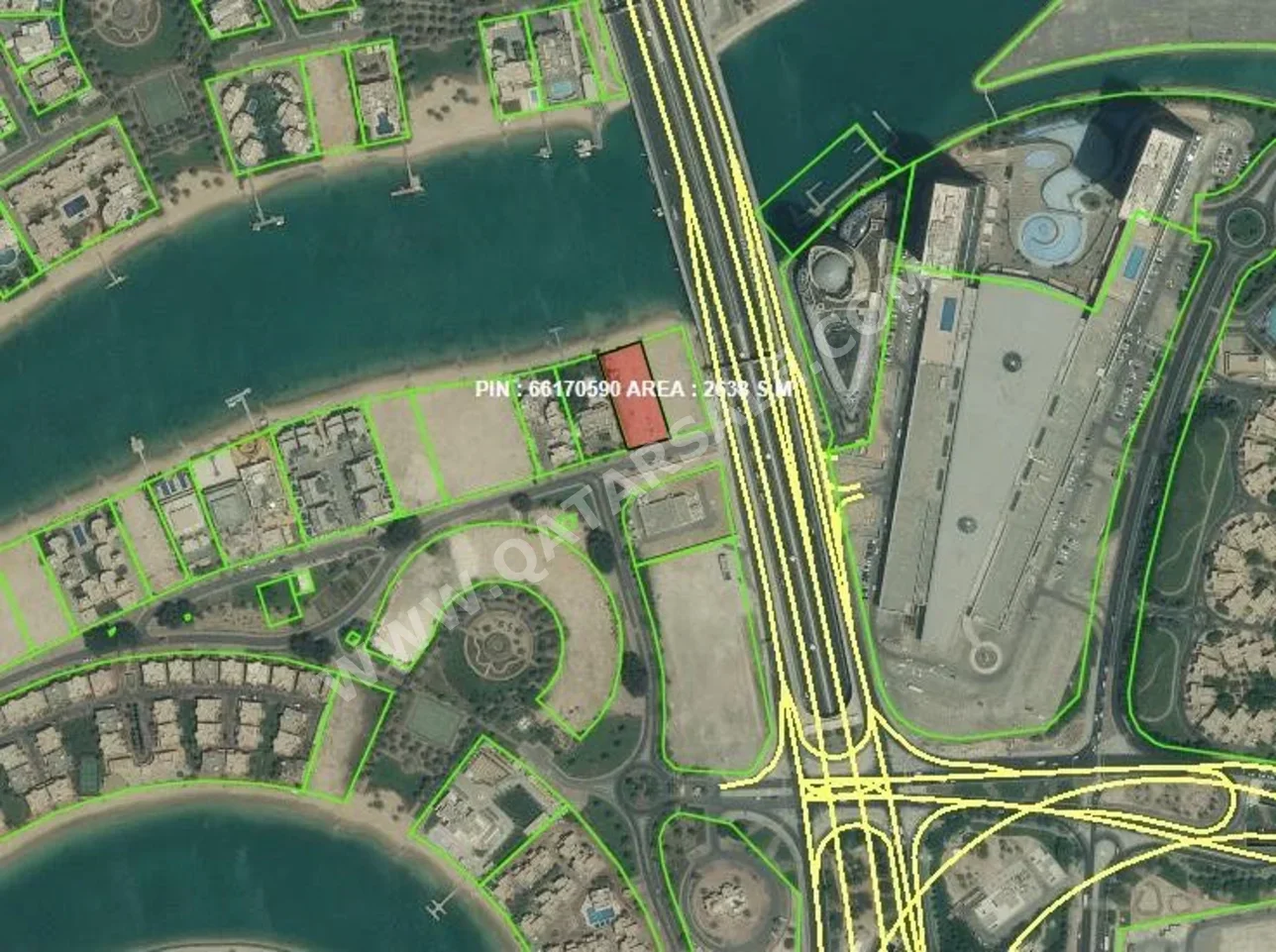 اراضي للبيع  في الدوحة  - الخليج الغربي  -المساحة 2,638 متر مربع