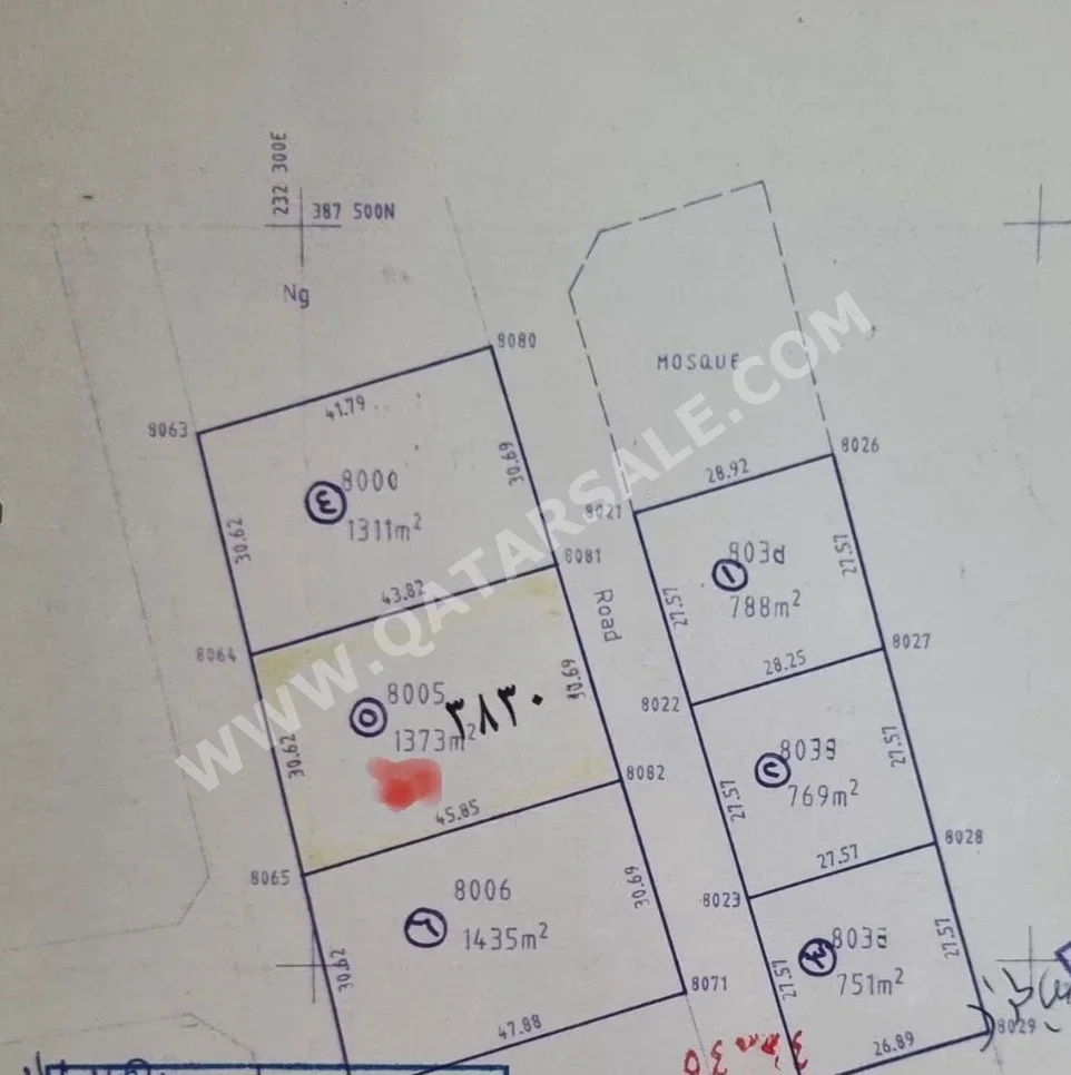 Lands For Sale  in Doha  - Nuaija  -Area Size 1,373 Square Meter