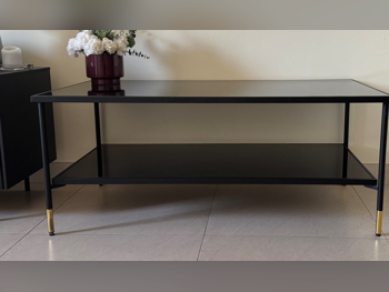 الطاولات والخزائن الجانبية منضدة القهوة  - هوم سينتر  - زجاج  - أسود