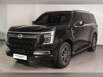 Nissan  Patrol  LE Titanium  2025  Automatic  10,385 Km  6 Cylinder  Four Wheel Drive (4WD)  SUV  Black  With Warranty