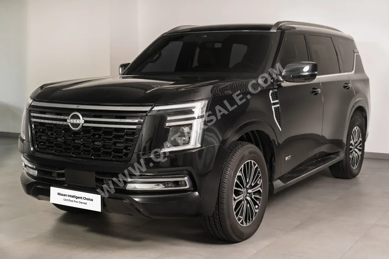 Nissan  Patrol  LE Titanium  2025  Automatic  10,385 Km  6 Cylinder  Four Wheel Drive (4WD)  SUV  Black  With Warranty