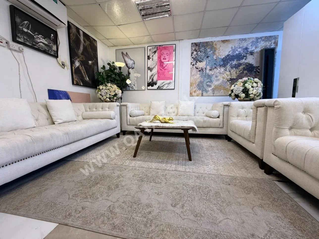 الأرائك والكنب والكراسي هوم سينتر طقم كنب - أبيض