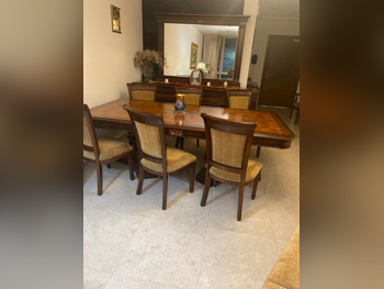 Dining Table with Chairs and Buffet  - Brown
