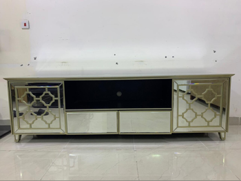 الطاولات والخزائن الجانبية وحدات التلفزيون و الوسائط  - هوم سينتر  - شفاف  - مع مرآة