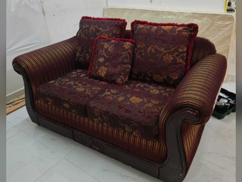 الأرائك والكنب والكراسي كنبة بمقعدين  - مزيج القطن \ القطن  - أحمر