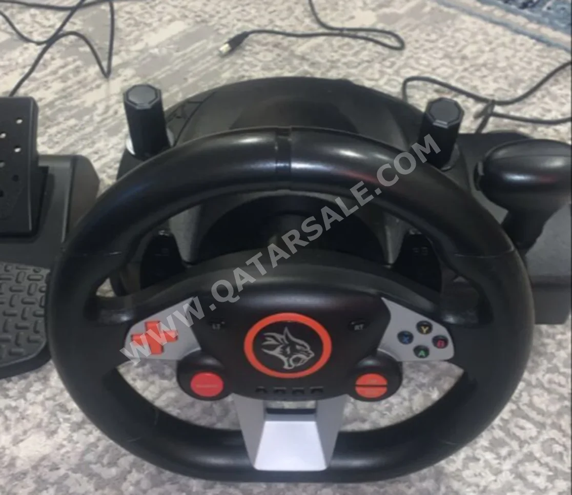 ملحقات اجهزة العاب الفيديو عجلة القيادة مع مغير السرع  - أسود
