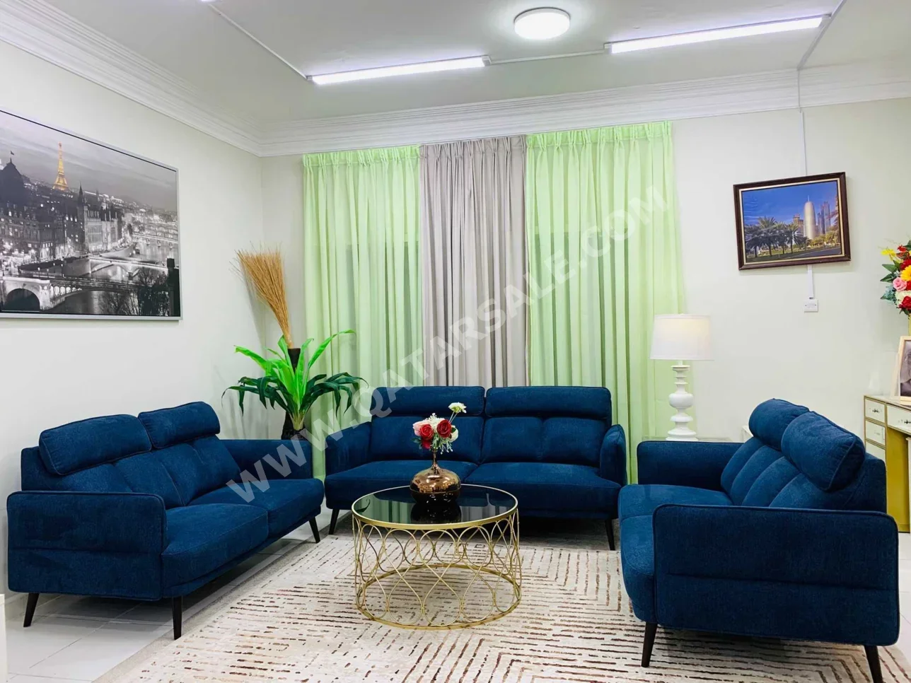 الأرائك والكنب والكراسي هوم سينتر  طقم كنب  - أزرق