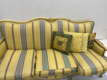 الأرائك والكنب والكراسي كنبة بثلاث مقاعد  - قماش  - أصفر