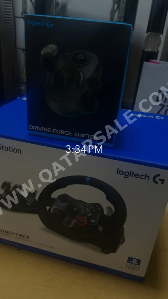 ملحقات اجهزة العاب الفيديو عجلة القيادة مع مغير السرع  - لوجيتك  - جي 29  - أسود