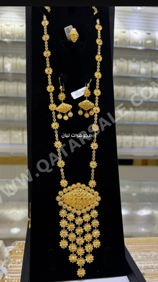 الذهب طقم البحرين نسائي حسب القطعة ( ديزاينرز) بدون حجر ضمان الصيانة باقة أنيقة خاصة توصيل مجاني ذهب أصفر عيار 21