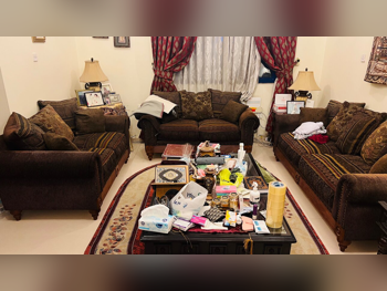 الأرائك والكنب والكراسي طقم كنب  - قماش  - بني