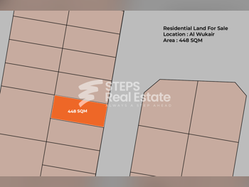 اراضي للبيع  في الوكرة  - الوكير  -المساحة 448 متر مربع