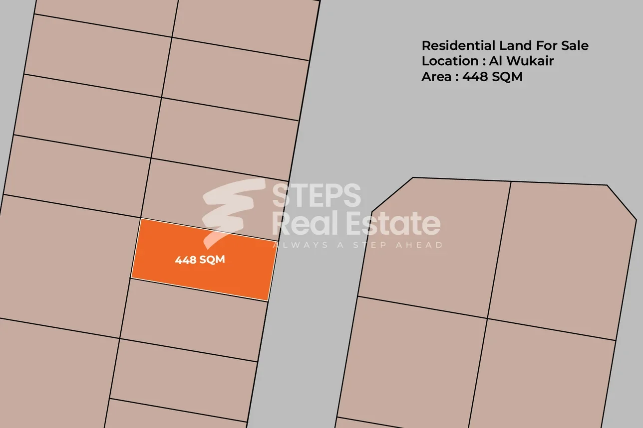 اراضي للبيع  في الوكرة  - الوكير  -المساحة 448 متر مربع