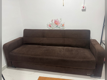 الأرائك والكنب والكراسي كنبة بثلاث مقاعد  - مزيج القطن \ القطن  - بني