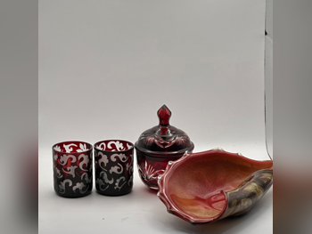 المزهريات والسلطانيات مزهرية طاولة  أحمر  زجاج