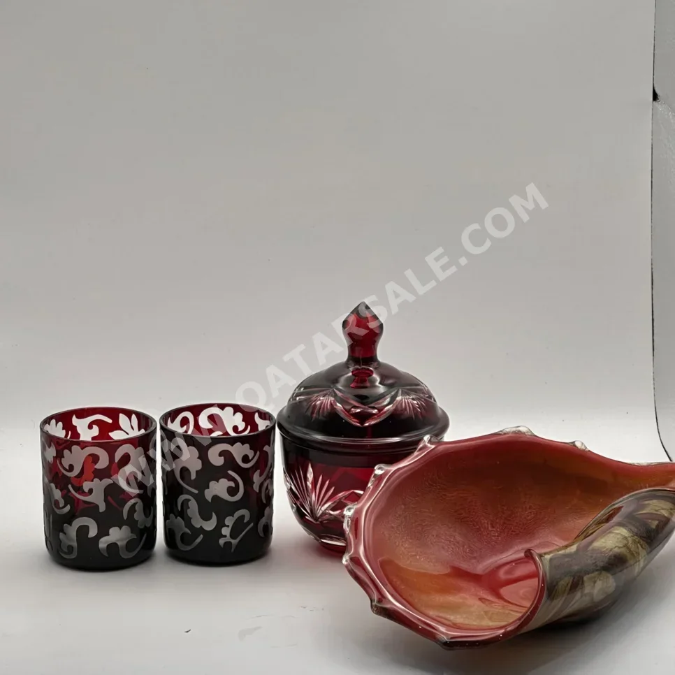 المزهريات والسلطانيات مزهرية طاولة أحمر زجاج