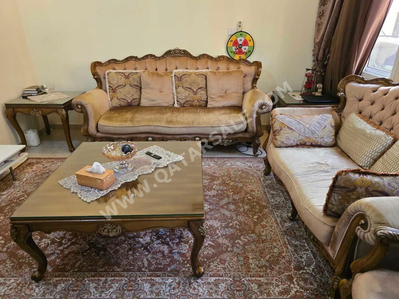 الأرائك والكنب والكراسي مايداس  طقم كنب  - قماش  - بني