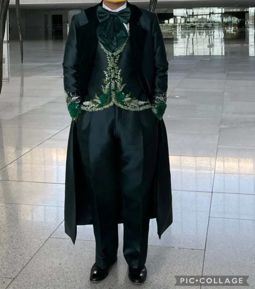 Men Clothes Satin / Coats Green / Size: L