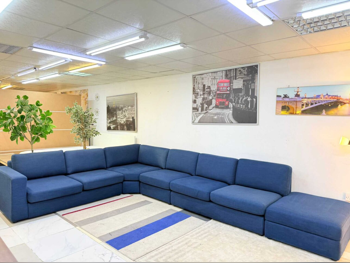 الأرائك والكنب والكراسي هومز أر  أس  كنبة زاوية  - قماش  - أزرق