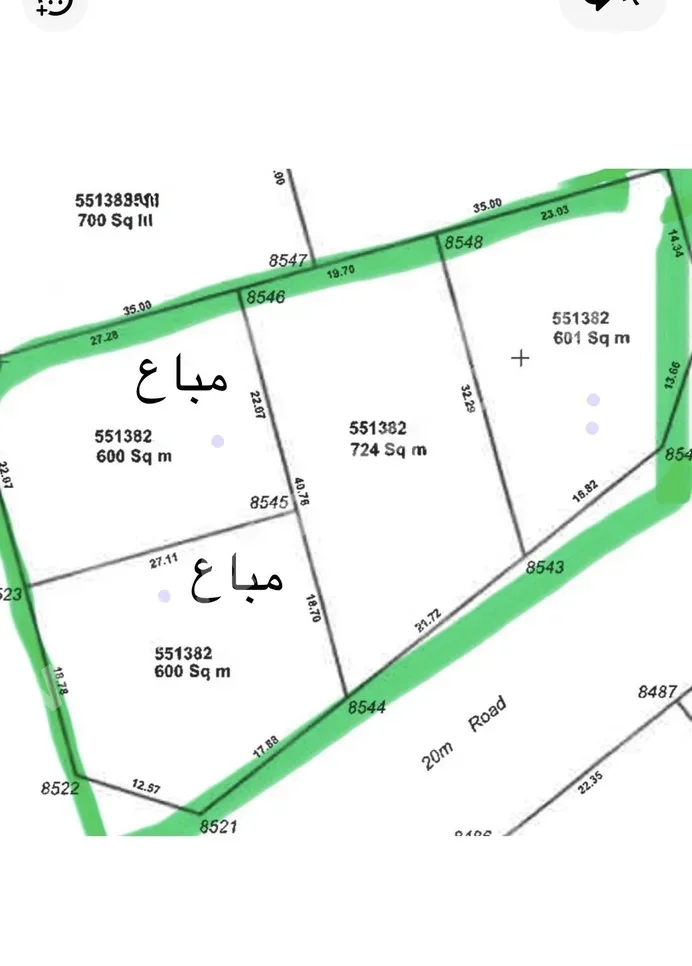 اراضي للبيع في الريان - العزيزية -المساحة 601 متر مربع