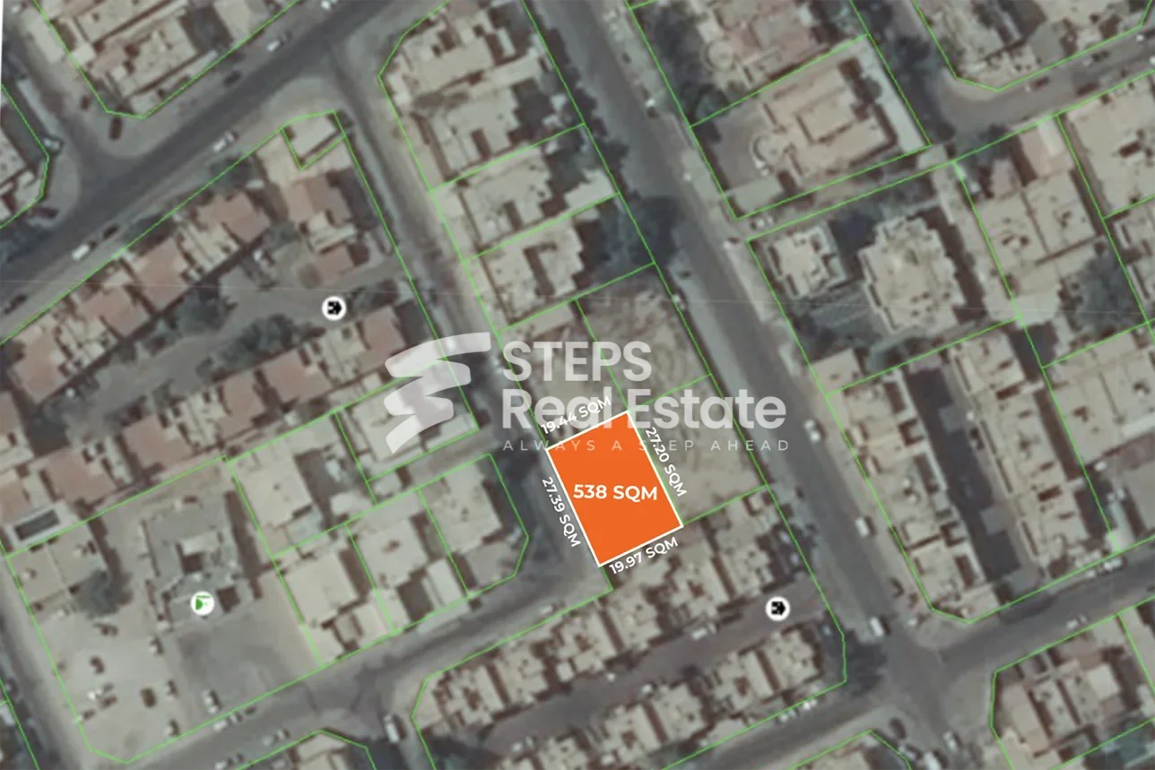 اراضي للبيع  في الدوحة  - المطار القديم  -المساحة 538 متر مربع
