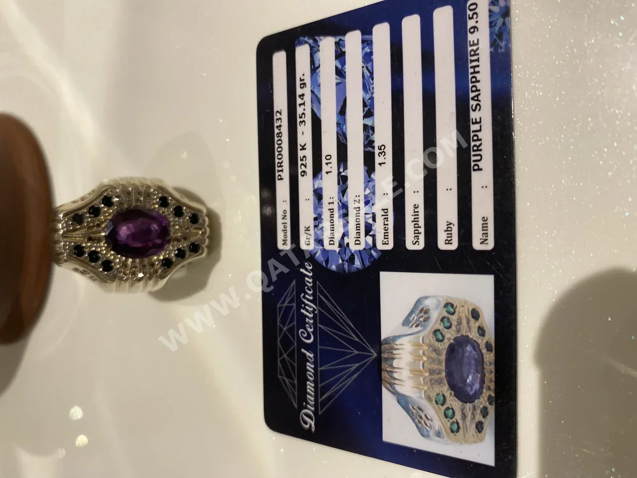 ألماس خاتم اللون ان حسن 35 قيراط زمرد أي 3