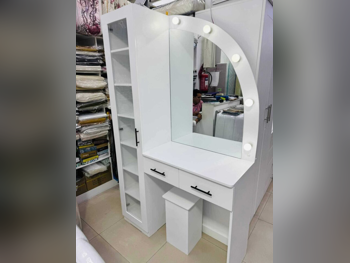 Wardrobes & Dressers - Doha Furniture  - Dressing Table, Mirror, Chair & 2 Shelving Units  - White
