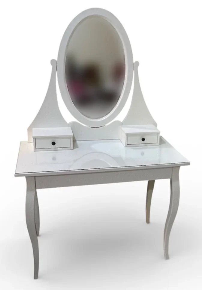 Wardrobes & Dressers - Dressing Table, Mirror, Chair & 2 Shelving Units  - White