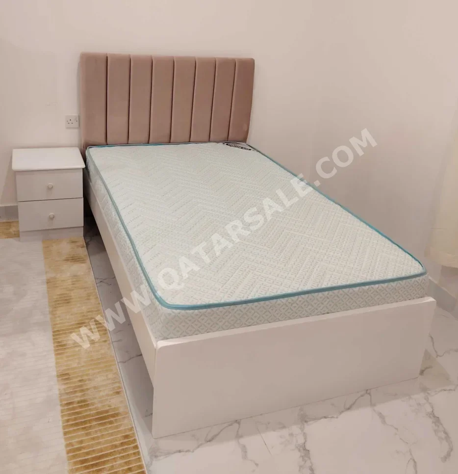 Beds - Single  - Pink  - Mattress Included  - With Bedside Table