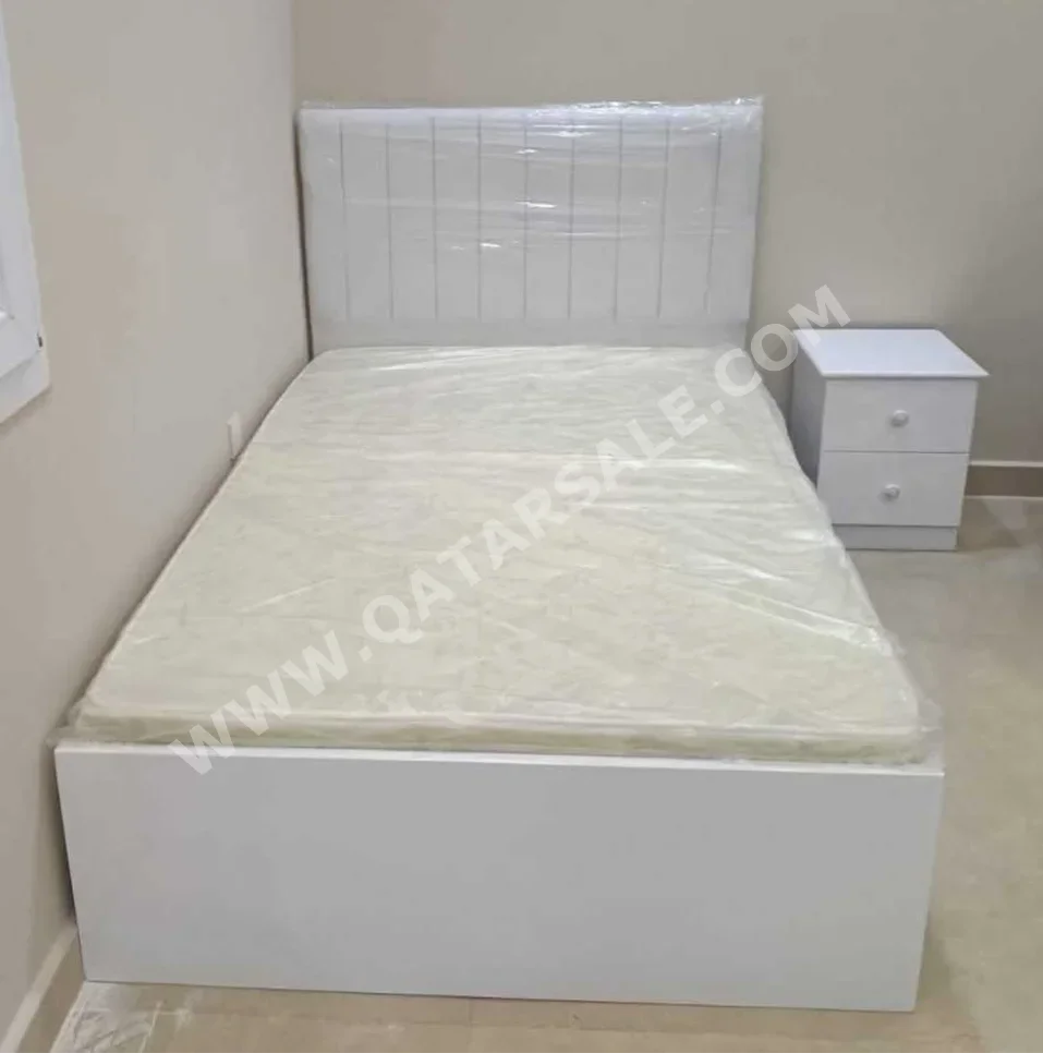 Beds - Single  - White  - Mattress Included  - With Bedside Table