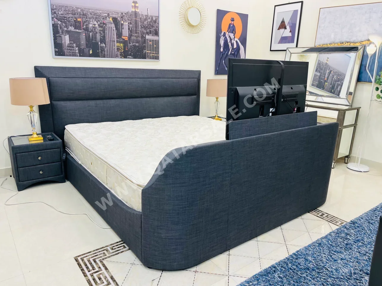 أطقم غرف نوم - هوم سينتر  - طقم مكون من 5 قطع  - اللون الرمادي