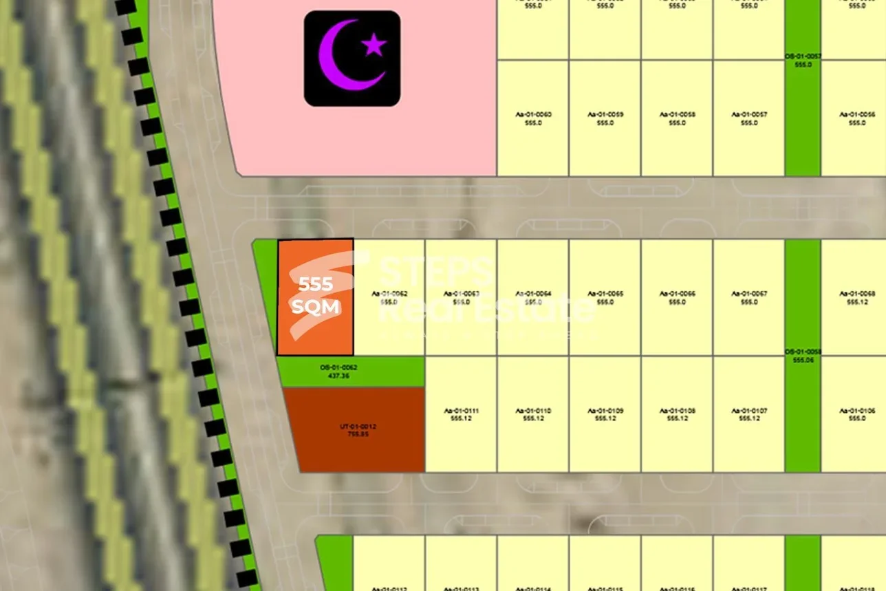 اراضي للبيع  في لوسيل  -المساحة 555 متر مربع