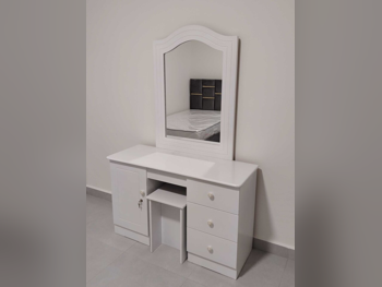 Wardrobes & Dressers - Doha Furniture  - Dressing Table, Mirror, Chair & 2 Shelving Units  - White