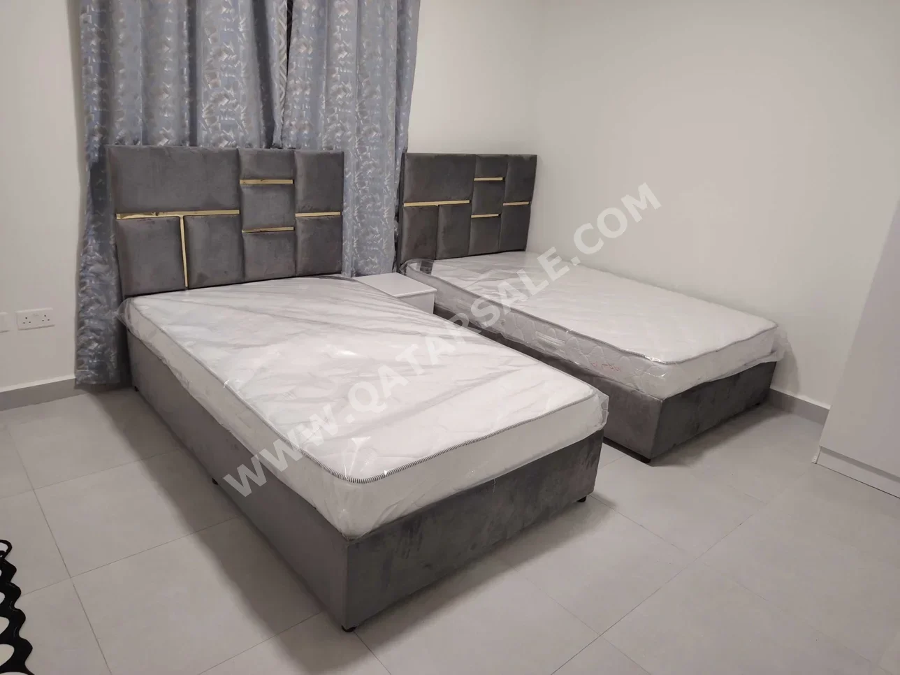 Beds - Single  - Gray  - Mattress Included