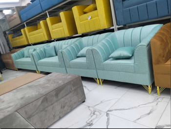 الأرائك والكنب والكراسي لايف ستايل  طقم كنب  - قماش  - أصفر