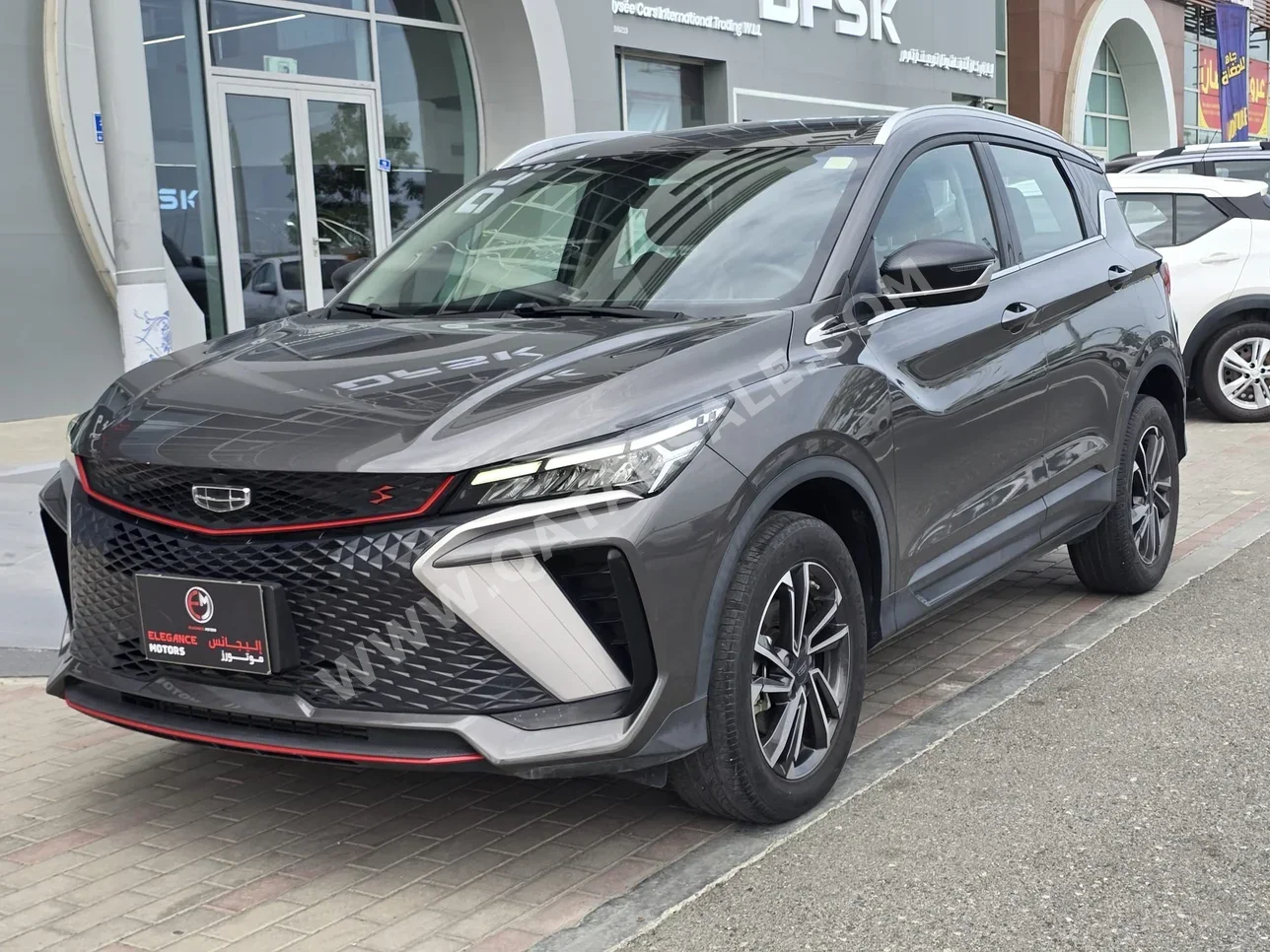 Geely  Coolray  2024  Automatic  57,438 Km  4 Cylinder  Front Wheel Drive (FWD)  SUV  Black and Gray  With Warranty