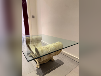 الطاولات والخزائن الجانبية طقم من 3 قطع - زجاج - أبيض