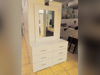 Wardrobes & Dressers - Doha Furniture  - Dressing Table, Mirror, Chair & 2 Shelving Units  - White