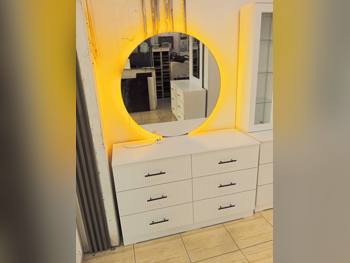 Wardrobes & Dressers - Doha Furniture  - Dressing Table, Mirror, Chair & 2 Shelving Units  - White