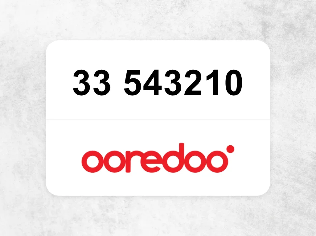 Ooredoo Mobile Phone  33 543210