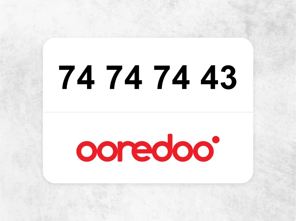 74 74 74 43  Ooredoo Mobile Phone