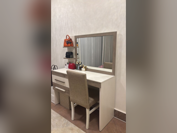 Wardrobes & Dressers - Dressing Table, Mirror, Chair & 2 Shelving Units - Beige