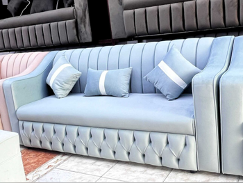 الأرائك والكنب والكراسي لايف ستايل طقم كنب - قماش - اللون الرمادي