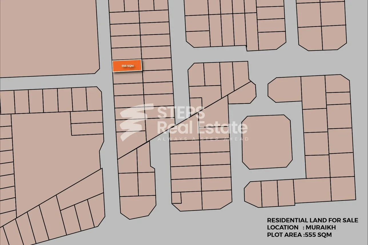 اراضي للبيع  في الريان  - مريخ  -المساحة 555 متر مربع