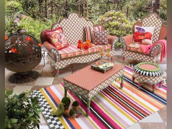 الأرائك والكنب والكراسي كرسيان بذراع واحد مع طاولة جانبية - أحمر