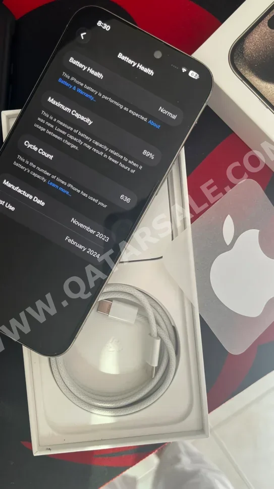 هواتف نقالة ابل  - ايفون 15  - برو ماكس  - تيتانيوم طبيعي  - 256 جيجابايت