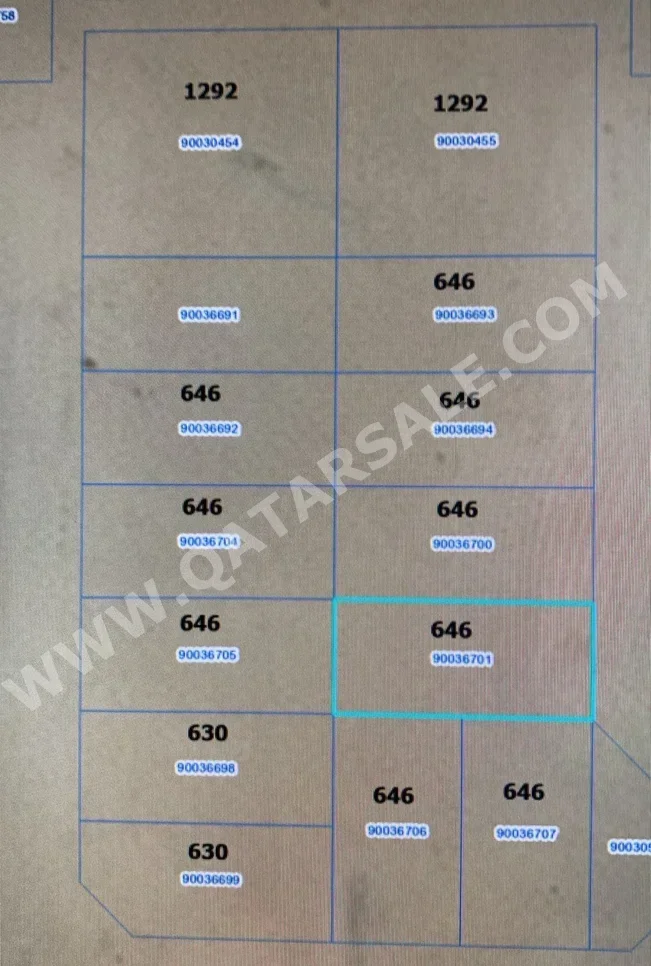 Lands For Sale  in Al Wakrah  - Al Wakrah  -Area Size 646 Square Meter